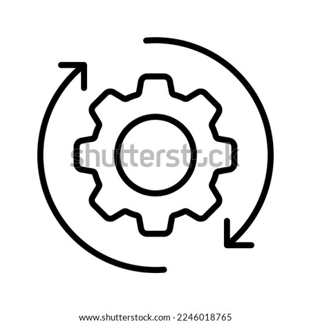 Computer setting icon. Update process, configuration, tuning, mechanism, operating system, gear. Setting options concept. Vector line icon on white background