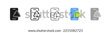 Phone wirh circular arrows line icon. Recycle, recycling, loading, sync, synchronization, backup, connection, restart, refresh page, presentation. Information sign concept. Vector five icon