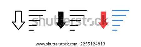 Sort line icon. Arrows, tiles, apps, shapes, list, sorting, charts, circles, sliders, checkmark. Applications concept. Vector icon in line, black and colorful style on white background