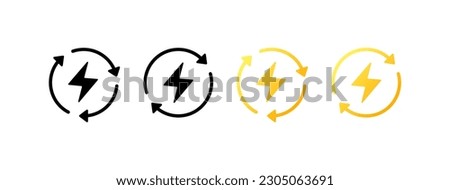 Restoration of electricity. Flat, color, voltage recovery. Vector icons.