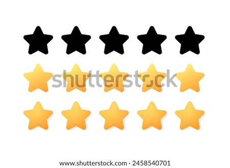 Star Icon Set. Star Rating. Silhouette  Flat Style. Vector icons