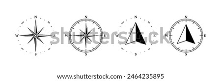 Compass icons set. Linear style. Vector icons