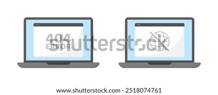 Error laptop icons. Flat style. Vector icons.