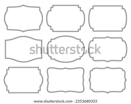 Blank Stickers and Label Frames Set Isolated on Monochrome Background