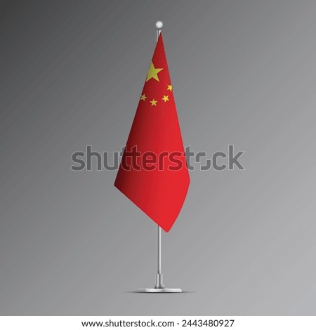3D realistic flag of China on steel pole
