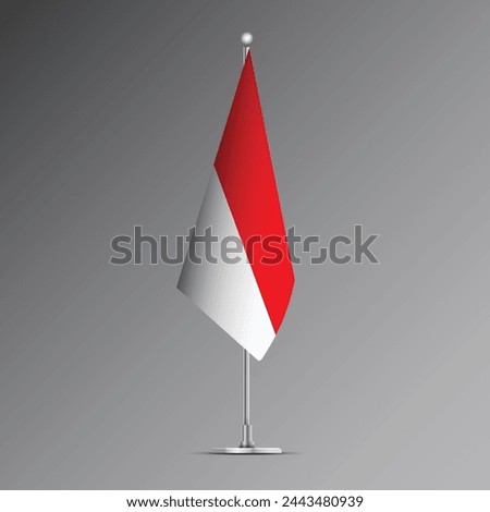 3D realistic flag of Indonesia on steel pole