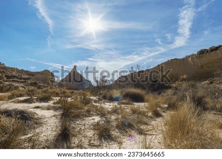 Similar – Image, Stock Photo Iconic mountain on Bardenas Reales in Navarra, Spain