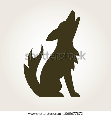 A stylish vector illustration of a coyote howling toward the sky