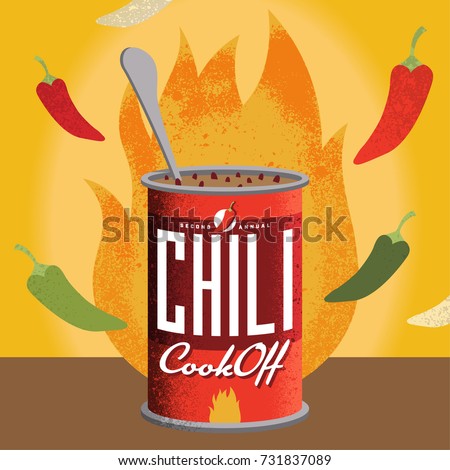 Fully editable vector illustration for a chili cook-off. Perfect for your private event or a corporate setting. Edit text to suit. 