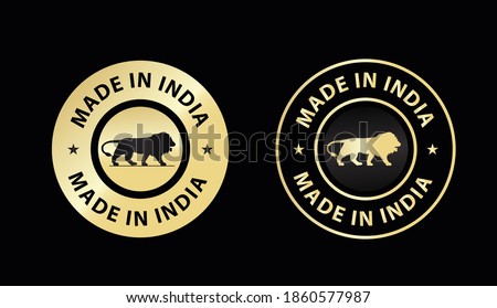 made in India icon vector illustration, made in India golden color emblem, design element for package design