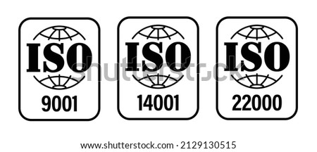 international standard organisation vecor icon. ISO-9001, ISO-14001, ISO-22000