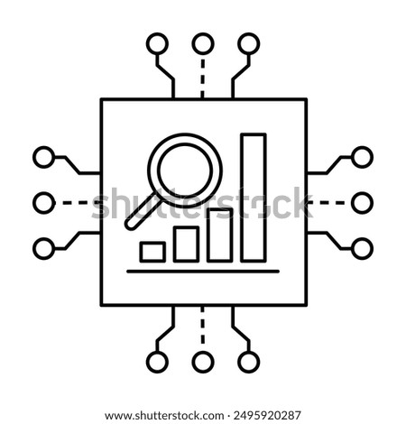 AI-Driven Data Analysis. Automated Data Analytics Icon. Digital AI Insights Icon. Smart Data Processing Icon. Tech Analysis AI Icon.