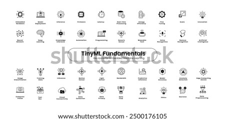 TinyML Essentials. Core TinyML Concepts. TinyML Unpacked: Icon Set for Fundamental Concepts. Key Concepts Through Icons. Vector Icons.