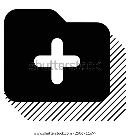 Folder With Plus Icon Design. Represents Folder With Plus, Add File, Directory. Vector icon.