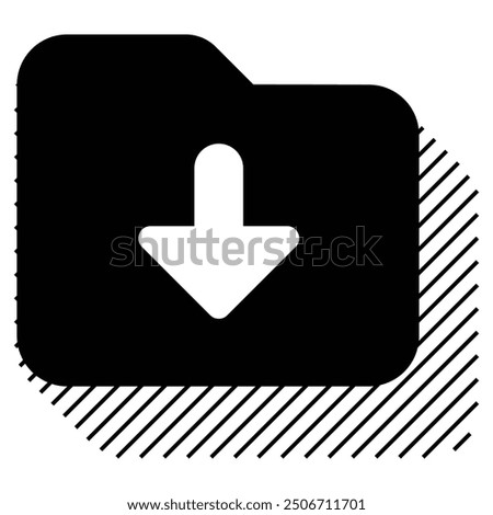 Folder With Down Arrow Icon Design. Represents Folder With Down Arrow, Download, File, Directory. Vector icon.