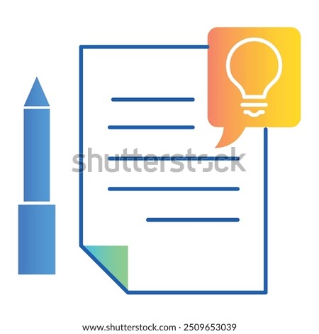 Assisted Writing Icon Design. Represents Writing Assistance, AI-Powered Writing, Text Enhancement, Creative Writing Tools. Vector icon with editable Strokes and Colors.