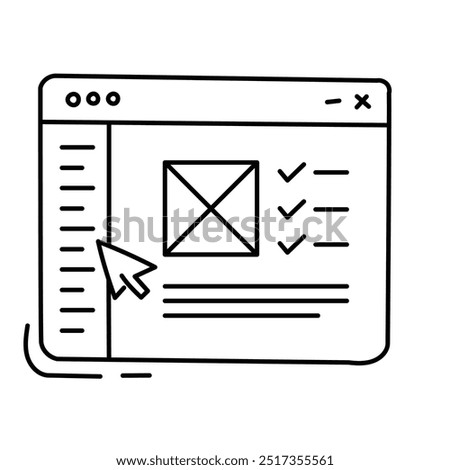 Sidebar Icon Design. Representing Website. Layout. Navigation. Design. Vector icon.