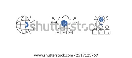 Digital Transformation Icon. Cloud Integration Graphic. Seamless Workflow Symbol. Advanced Technology Collaboration.