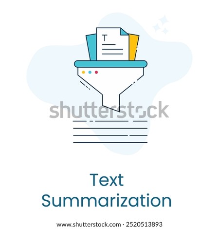 Text Summarization Icon Design. Representing Article Condensing.Information Extraction.Summary Generation.AI Summarization. EPS icon.