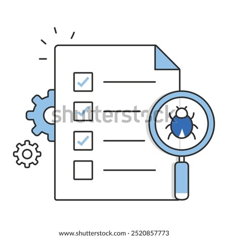 Testing and Debugging Icon Design. Representing Bug Fixing.Quality Assurance.Software Testing.Debugging. EPS icon.