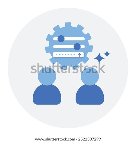 Collaborative Prompt Refinement Icon. Representing AI Collaboration. System Prompt Improvement. User Collaboration Input. AI Feedback Loop. Vector Editable icon.