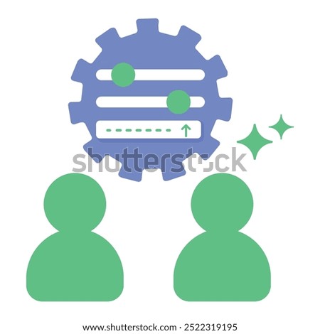 Collaborative Prompt Refinement Icon. Representing AI Collaboration. System Prompt Improvement. User Collaboration Input. AI Feedback Loop. Vector Editable icon.