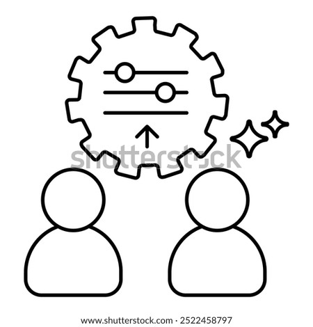 Collaborative Prompt Refinement Icon. Representing AI Collaboration. System Prompt Improvement. User Collaboration Input. AI Feedback Loop. Vector Editable icon.