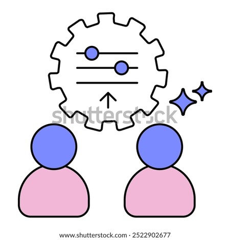 Collaborative Prompt Refinement Icon. Representing AI Collaboration. System Prompt Improvement. User Collaboration Input. AI Feedback Loop. Vector Editable icon.