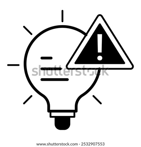 Risk Awareness Icon – A Light Bulb with an Alert Triangle, Highlighting the Identification of Potential Risks and Alerts