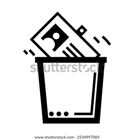 Job Loss Icon – Employee Badge Being Dropped into a Trash Can, Symbolizing Termination of Employment