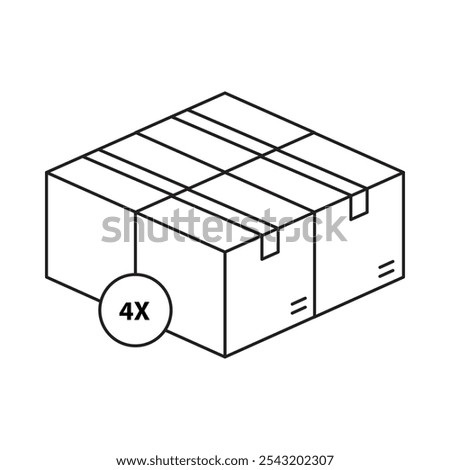 Quadruple Box Icon – Four Boxes, Representing Maximum Protection, Durability, and Safe Shipping