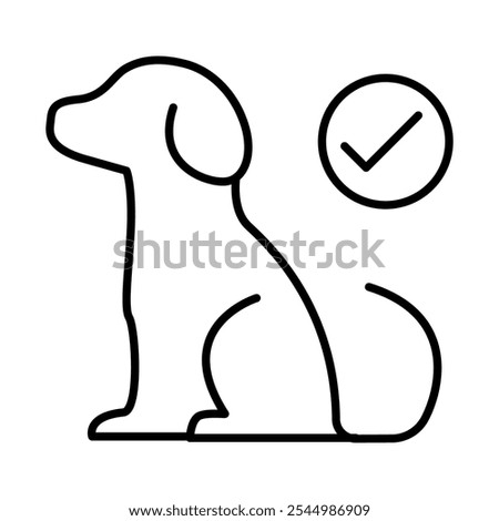 Pet Allowed Icon – Dog with Checkmark, Representing Pet-Friendly Workplace, Employee Well-Being, and Flexibility