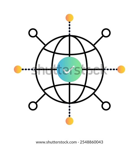 Network Icon – Globe with Connected Nodes, Representing Connectivity and Data Sharing