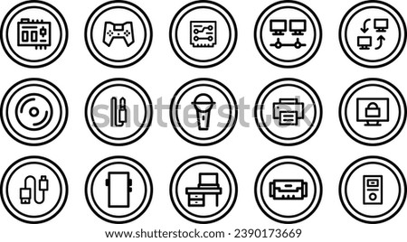 Modern thin line icons set of  computer hardware, and technology. Premium quality outline symbol collection.