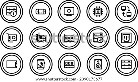 Modern thin line icons set of  computer hardware, and technology. Premium quality outline symbol collection.