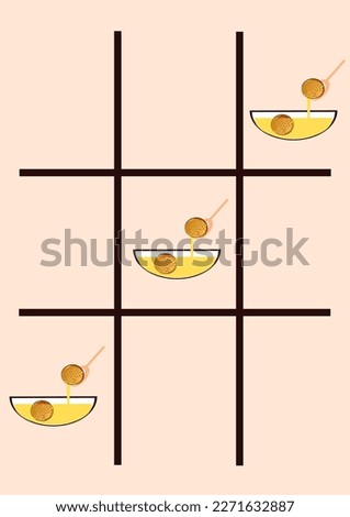 Tic Tac Toc or X and O game played here with Indian cuisine 'Gulab jamun' a vector representation.