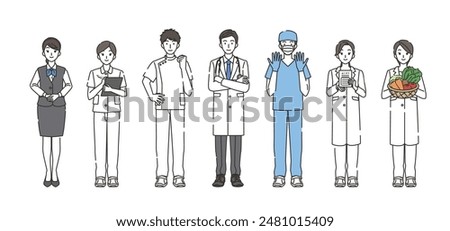 Illustration set of medical workers men and women