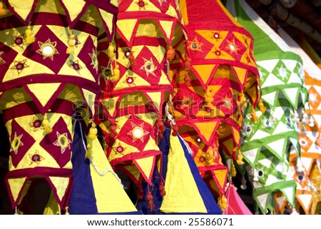 colorful door and window hanging made out of cloth also used during festive season and has an indian traditional look