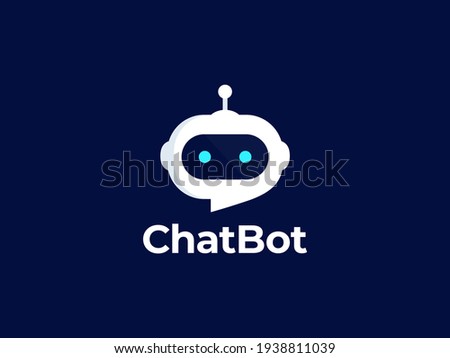 Chat Bot logo design concept. Virtual smart assistant Bot icon. Robot head with speech bubble. Customer support service Chat Bot. Vector illustration