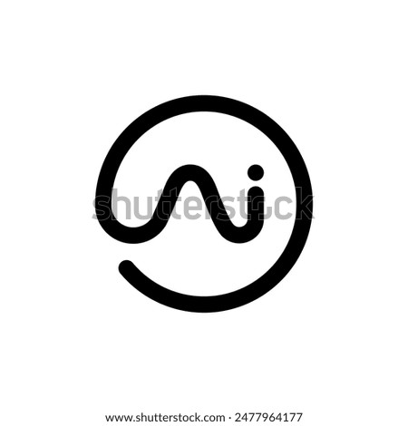 Ai logo concept. Artificial Intelligence sign design. Ai line icon. Letters A and i in circle. Creative round pixel perfect Ai symbol. Vector logo