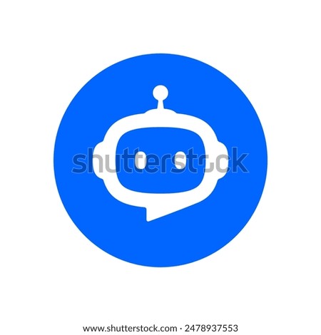 Chat Bot icon. Virtual smart assistant Bot sign design. Robot head with speech bubble in circle. Customer support service Chat Bot. Vector illustration isolated on white background