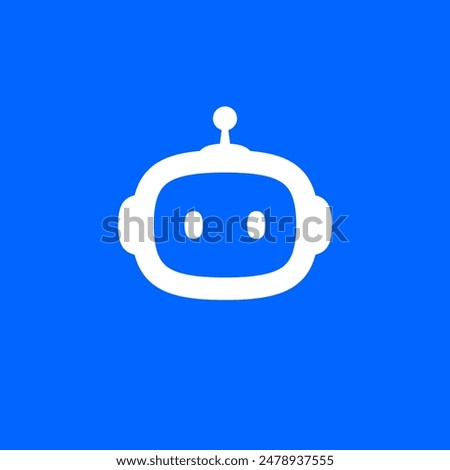 Chat Bot icon. Virtual smart assistant Bot logo. Robot head on blue background. Customer support service Chat Bot. Vector illustration