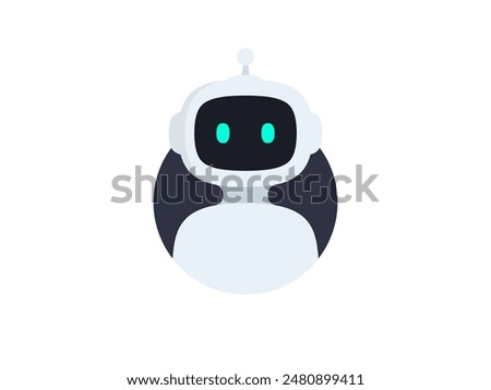 Chat Bot icon. Virtual smart assistant Bot sign design. Customer support service Chat Bot. Cute robot in circle isolated on white background. Vector illustration 