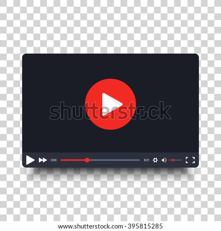 Video player frame. Video player interface screen. Video player frame in cartoon design style. Isolated on transparent background. Vector element