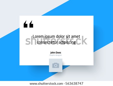 Quote Template with Place for Text and Photo. Creative Modern Material Design Quote template. Quote Typographical Poster Template, Vector