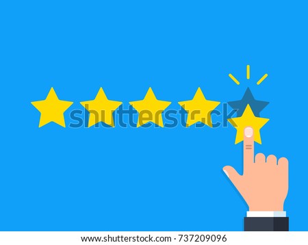 Positive feedback concept. Business hand give five star rating. Minimal flat vector illustration