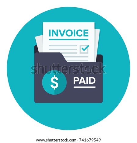 Invoice flat icon. Payment and bill invoice. Order symbol concept. Tax sign design. Paper invoice document in folder. Vector illustration in flat style