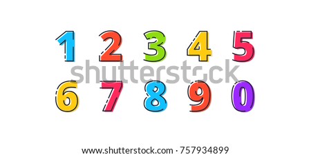 FLATLI. Flat line font. Latin alphabet  numbers from 1 to 0. Signs in line flat style. Cute modern capital numbers. Vector trendy flat line figures