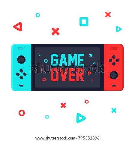 Game over on portable console. Gamer vector colorful design. Vector illustration on white background