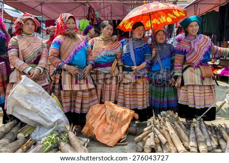 SAPA, VIETNAM - MARCH 16: Minority tribes of Sapa conduct trade at open market on March 16, 2015 at Sapa, Vietnam